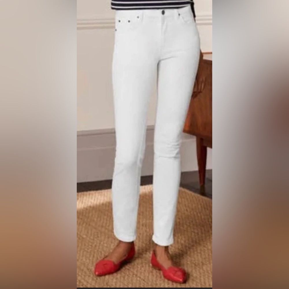 Boden The Soho Skinny Fit‎ White Corduroy Pants Womens 14